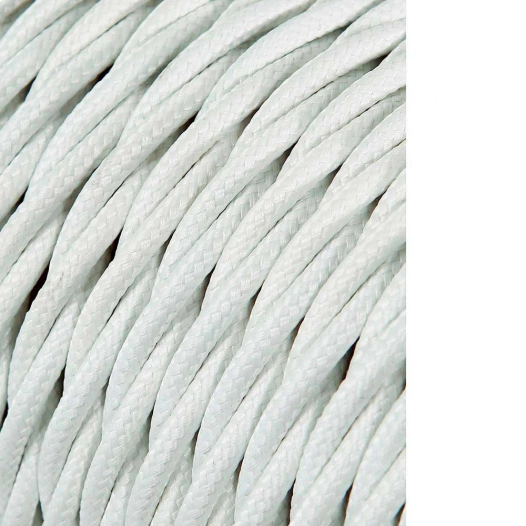 Câble Textile Tressé 2x0,75mm C-01 Aluminium Soie Blanc 25m