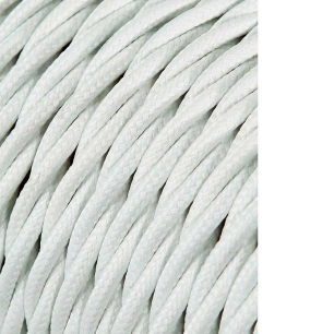 Câble Textile Tressé 2x0,75mm C-01 Aluminium Soie Blanc 25m