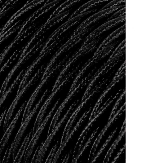 Câble Textile Tressé 2x0,75mm C-41 Noir Soie 25m
