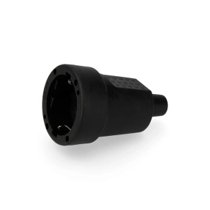 Prise Étanche En Caoutchouc 10/16a 250v T/Tl Ip44 4,8mm Noire Sous Film Rétractable Edm