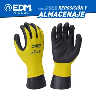 6 Gant De Remplacement Et Stockage En Polyester Enduit. Écran Tactile En Polyuréthane Approprié Taille 7 Edm