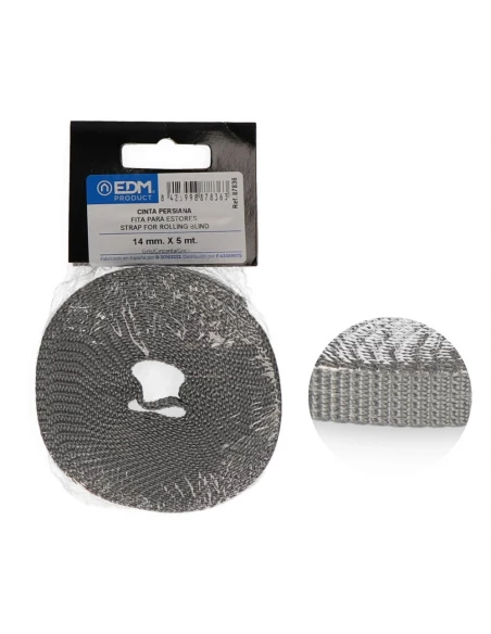 Sangle Mini Volet Roulant 5mts - Largeur 14 Mm - Gris.