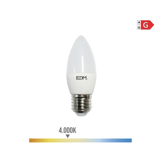 Ampoule Bougie Led E27 5w 400lm 4000k Lumière Du Jour Ø3.6x10.3cm Edm