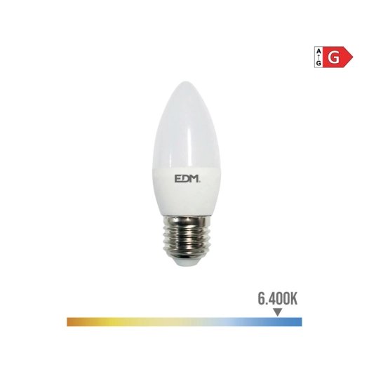 Ampoule Bougie Led E27 5w 400lm 6400k Lumière Froide Ø3.6x10.3cm Edm