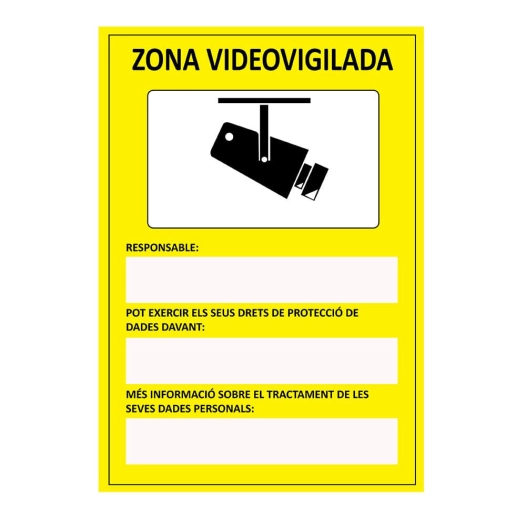 Panneau Zone De Videosurveillance Catalan Pvc 0.7mm 21x30cm