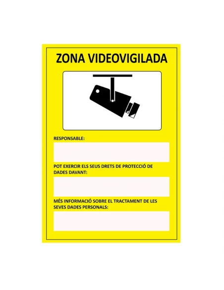 Panneau Zone De Videosurveillance Catalan Pvc 0.7mm 21x30cm