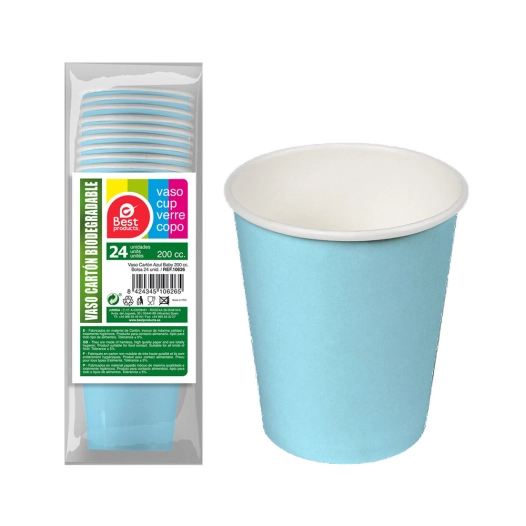 Pack De 24 Verres En Carton Bleu Baby 200cc Best Products Green