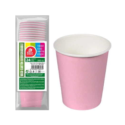 Pack De 24 Verres En Carton Rose Baby 200cc Best Products Green