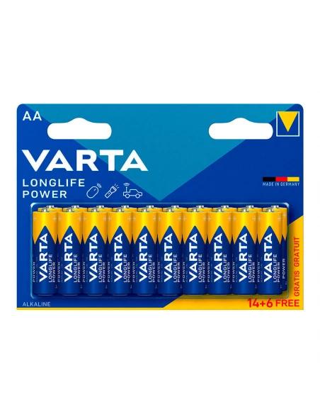 Pile Varta Longlife Power Aa - Lr06 (EMBALLAGE 14+6 Unit) Ø14,5x50,5mm