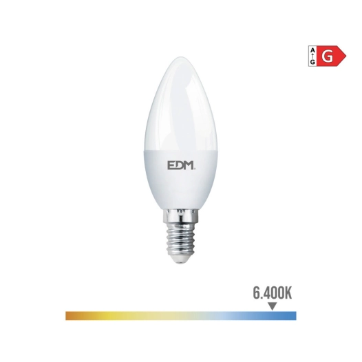 Ampoule Bougie Led E14 5w 400lm 6400k Lumière Froide Ø3.6x10.3cm Edm