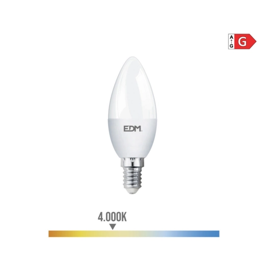 Ampoule Bougie Led E14 5w 400lm 4000k Lumière Du Jour Ø3.6x10.3cm Edm