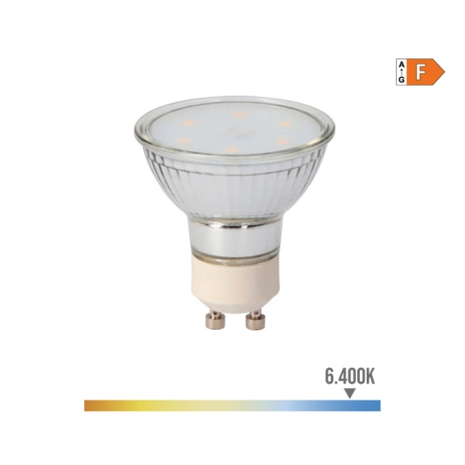 Ampoule Verre Dichroïque Led Gu10 5w 400lm 6400k Lumière Froide Ø5x5,5cm Edm