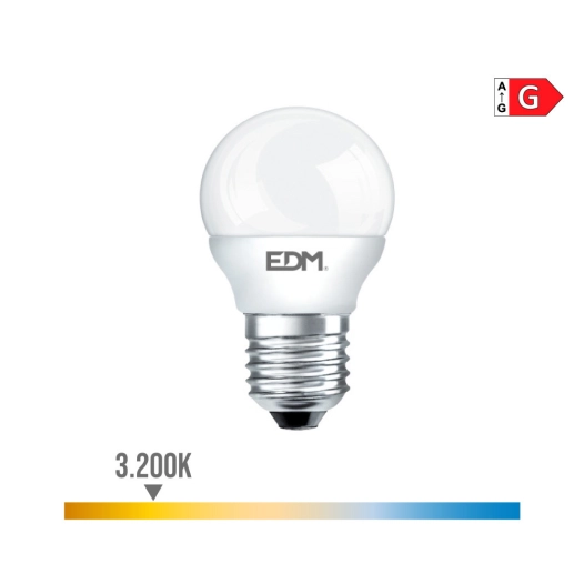 Ampoule Led Sphérique E27 6w 500lm 3200k Lumière Chaude Ø4,5x8,2cm Edm