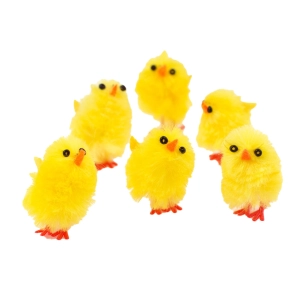 Set De 6 Poussins Chenille Pour Paques 4cm