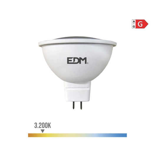 10 Ampoule Dichroïque Led Mr16 (GU5.3) 5w 12v 450lm 3200k Lumière Chaude Ø5x5cm Edm