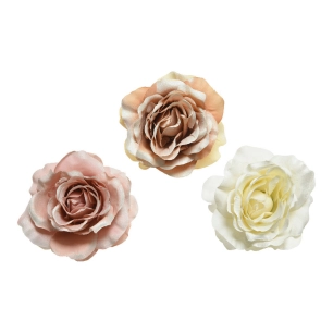Rose Avec Clip Polyester Couleurs Assorties 14xø8,5cm