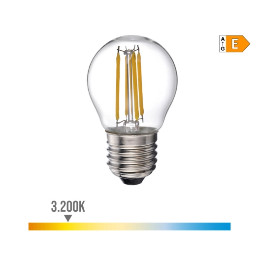 Ampoule Sphérique Avec Filament Led E27 4w 550lm 3200k Lumière Chaude Ø4.5x7.8cm Edm