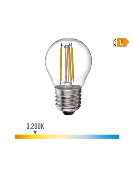 Ampoule Sphérique Avec Filament Led E27 4w 550lm 3200k Lumière Chaude Ø4.5x7.8cm Edm