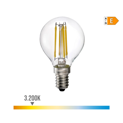 Ampoule Sphérique Avec Filament De Led E14 4w 550lm 3200k Lumière Chaude Ø4.5x7.8cm Edm