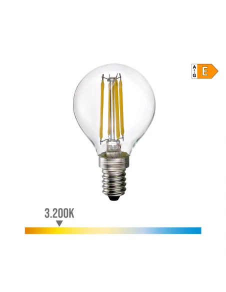 Ampoule Sphérique Avec Filament De Led E14 4w 550lm 3200k Lumière Chaude Ø4.5x7.8cm Edm