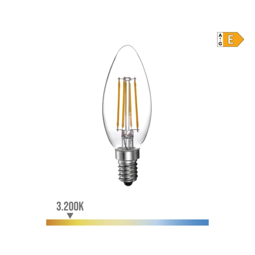 Ampoule Bougie Avec Filament Led E14 4w 550lm 3200k Lumière Chaude Ø4.5x7.8cm Edm