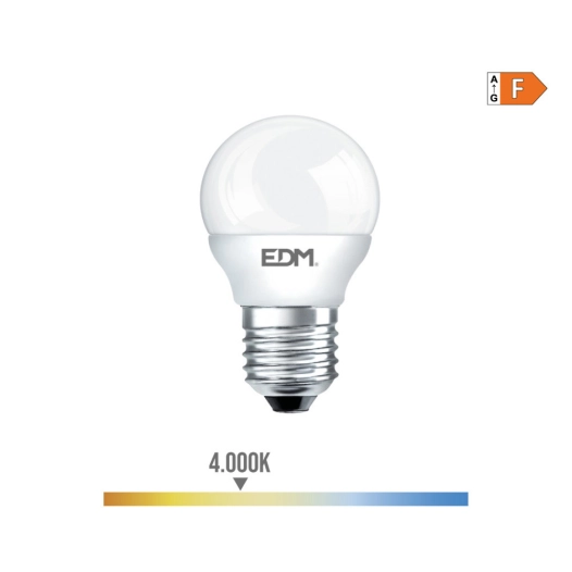 10 Ampoule Sphérique Led E27 7w 600lm 4000k Lumière Du Jour Ø4,5x8,2cm Edm