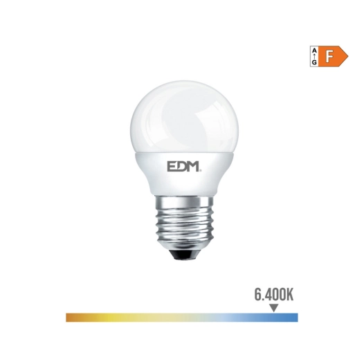 Ampoule Sphérique Led E27 7w 600lm 6400k Lumière Froide Ø4,5x8,2cm Edm