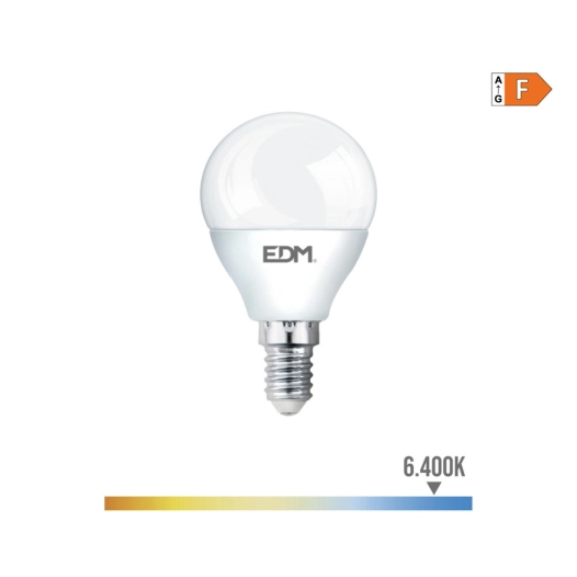 10 Ampoule Sphérique Led E14 7w 600lm 6400k Lumière Froide Ø4,5x8,2cm Edm
