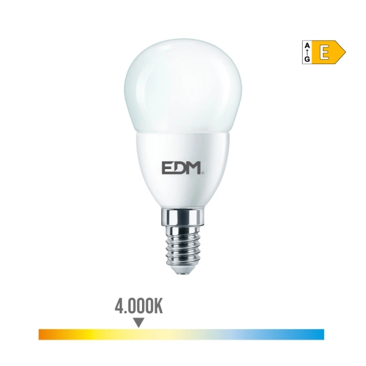 Ampoule Sphérique E14 7w 806 Lm 4000k Lumière Du Jour Ø4,8x9,5cm Edm