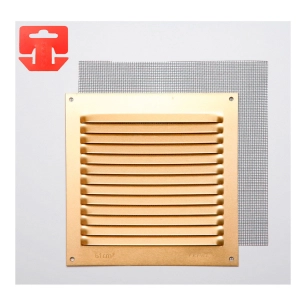 Grille Avec Toile Moustiquaire Aluminium 0.8 Couleur Dorée 150x150mm (G)