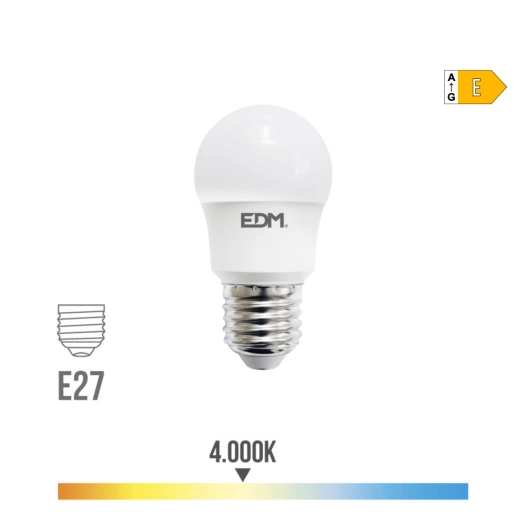 10 Ampoule Sphérique Led E27 8,5w 940lm 4000k Lumière Du Jour Ø4,5x8,6cm Edm