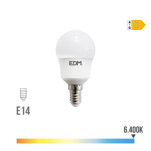 Ampoule Sphérique Led E14 8,5w 1000lm 6400k Lumière Froide Ø4,5x8,7cm Edm