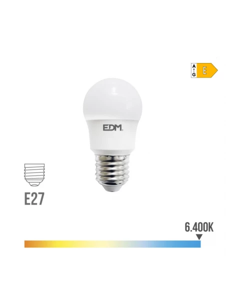Ampoule Sphérique Led E27 8,5w 1000lm 6400k Lumière Froide Ø4,5x8,6cm Edm