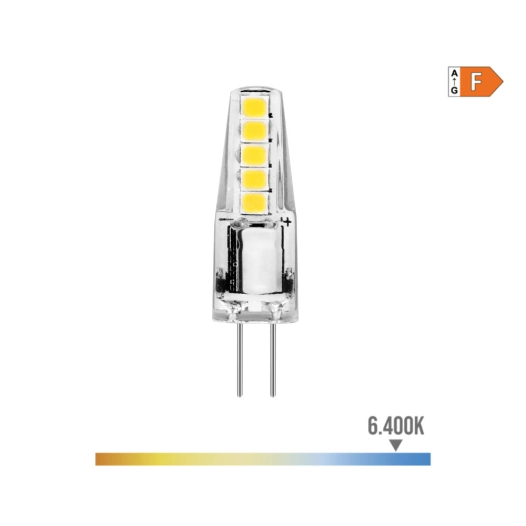 10 Ampoule Silicone Bi-Pin Led G4 12v 2w 180lm 6400k Lumière Froide Ø1x3,7cm Edm