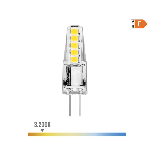 10 Ampoule Silicone Bi-Pin Led G4 12v 2w 180lm 3200k Lumière Chaude Ø1x3,7cm Edm