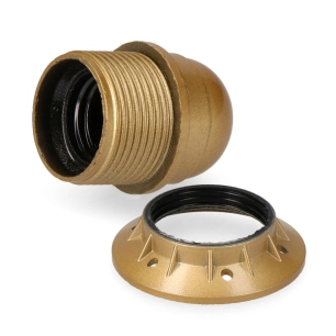 5 Douille À Visser Dorée E-27 + Anneau Sous Emballage