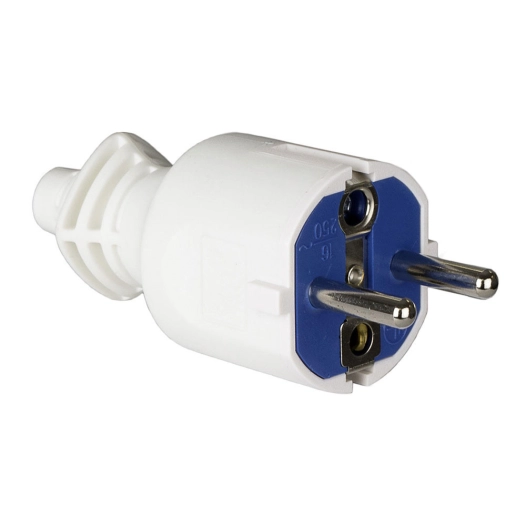 Fiche 2p+T, 16a 250v Pvc Blanc, Serre-Câble Pliable Pour Une Connexion Facile Des Bornes Solera 706cb