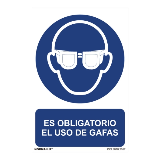 Panneau Utilisation Obligatoire ''ES Obligatorio El Uso De Gafas'' (PVC 0.7mm) 30x40cm