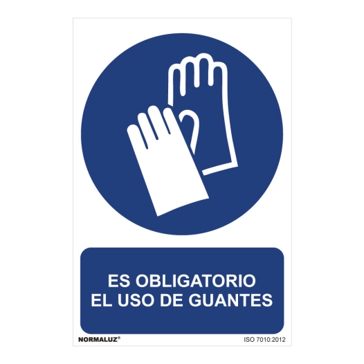 Panneau Utilisation Obligatoire ''ES Obligatorio El Uso De Guantes'' (PVC 0.7mm) 30x40cm