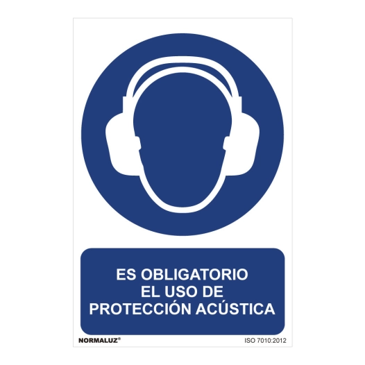 Panneau Utilisation Obligatoire ''PASO Obligatorio Con Uso De Proteccion Acustica'' (PVC 0.7mm) 30x40cm