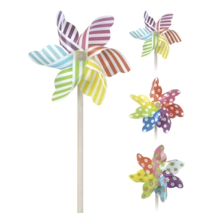 36 Moulin À Vent Multicolore 22cmø 55cm
