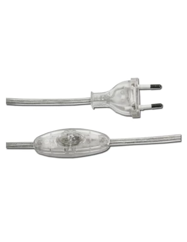 Cordon D'alimentation Avec Interrupteur 3a 1,5m 2x0,75mm Câble Plat Transparent Edm