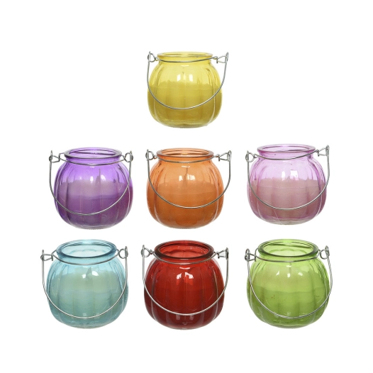 4 Bougie À La Citronelle Avec Pot En Verre Ø8x8cm Couleurs Assorties