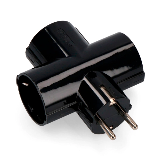 10 Triple Fiche Mâle Noire En Bakélite Avec Terre Sous Film Retractable 16a 250v Edm