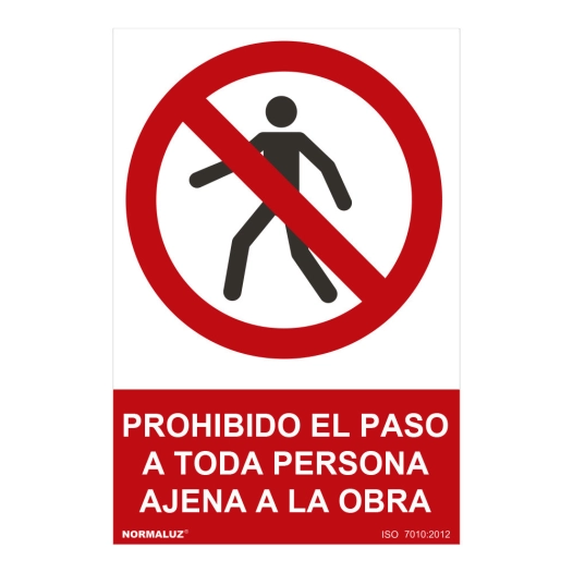 Panneau D'interdiction ''PROHIBIDO El Paso A Toda Persona Ajena A La Obra'' (PVC 0.7mm) 30x40cm