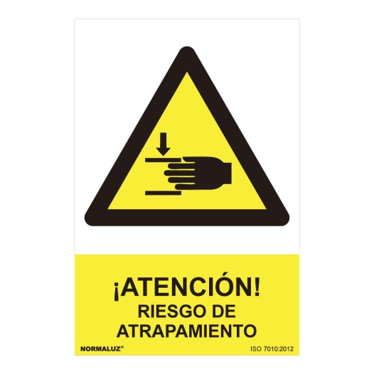 Panneau De Danger ''ATENCION, Riesgo De Atrapamiento'' (PVC 0.7mm) 30x40cm