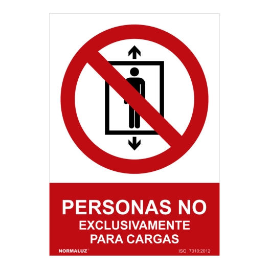 Panneau D'interdiction ''PERSONAS No, Exclusivamente Para Cargas'' (PVC 0.7mm) 30x40cm