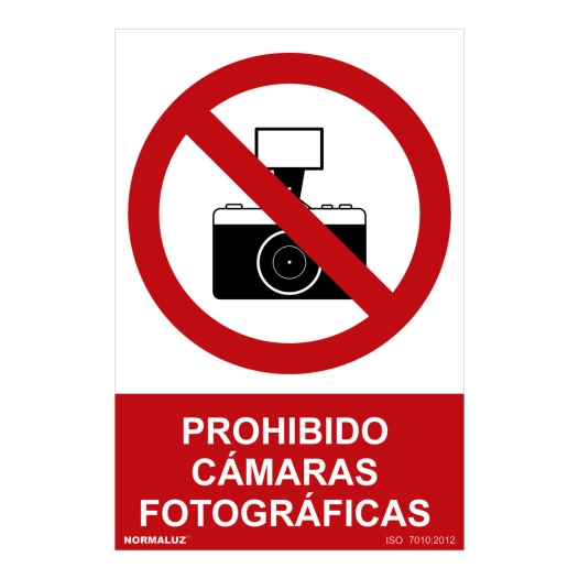 Panneau D'interdiction ''PROHIBIDO Camaras Fotograficas'' (PVC 0.7mm) 30x40cm