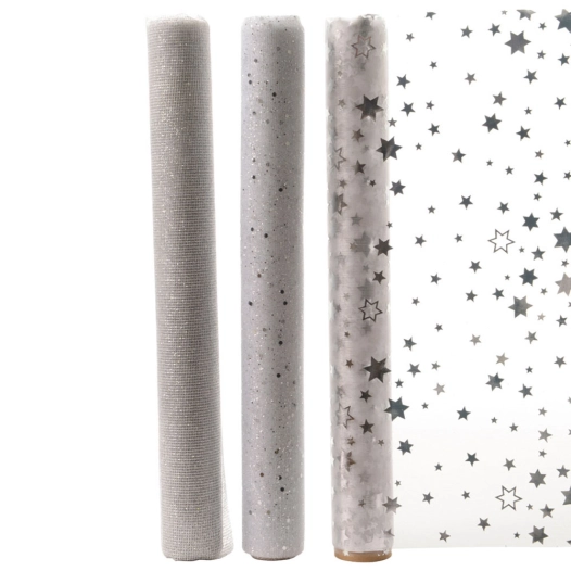 Chemin De Table En Organza Transparent, 3 Modèles Disponibles, 200x35cm