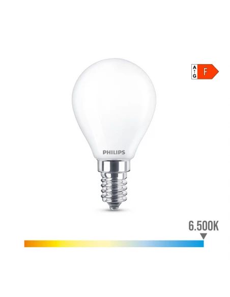 Ampoule Sphérique Led E14 4.3w 470lm 6500k Lumière Froide Ø4.5x8.2cm Philips